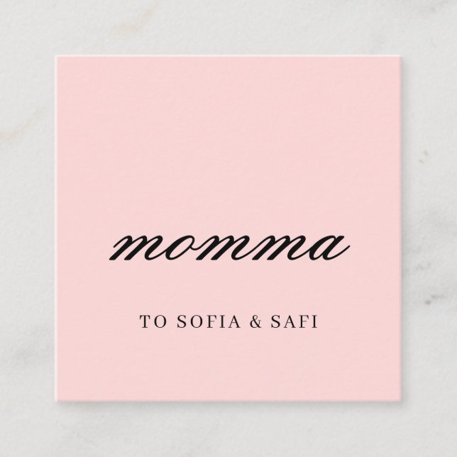 Tarjeta De Descuentos Modern Blush Pink Mommy Contact Card (Anverso)