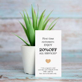 Tarjeta De Descuentos Modern Elegant Beauty Black White First Time