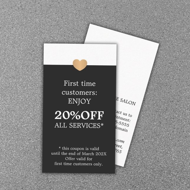 Tarjeta De Descuentos Modern Elegant Beauty Salon First Time (Subido por el creador)