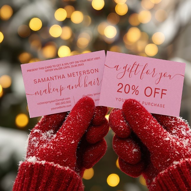 Tarjeta De Descuentos Modern Retro Pink Red Makeup Beauty Loyalty (Modern Retro Pink Red Makeup Beauty Loyalty Discount Card)
