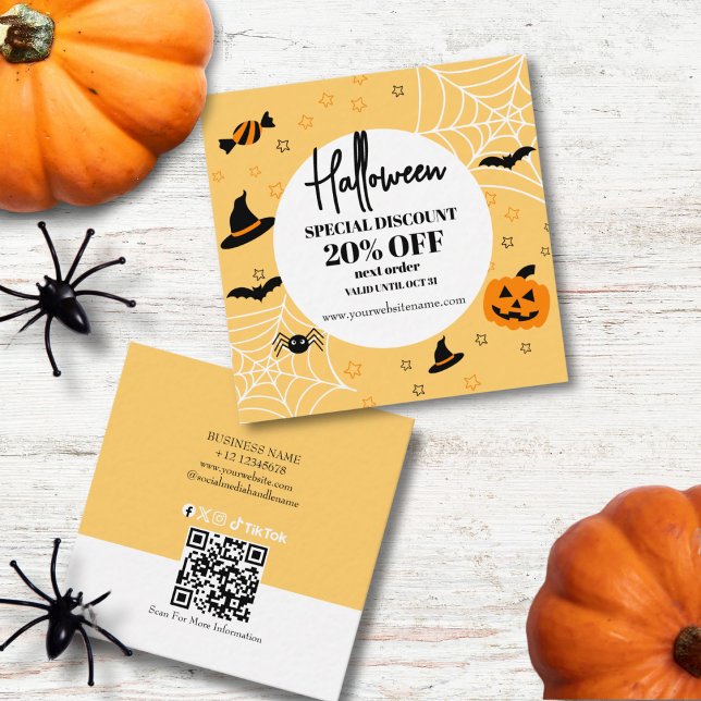 Tarjeta De Descuentos Modern Vibrant Yellow Black Spooktacular Halloween (Subido por el creador)