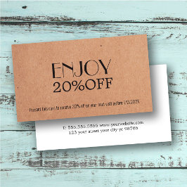 Tarjeta De Descuentos Moderna elegancia Impresa Kraft Coupon Belleza