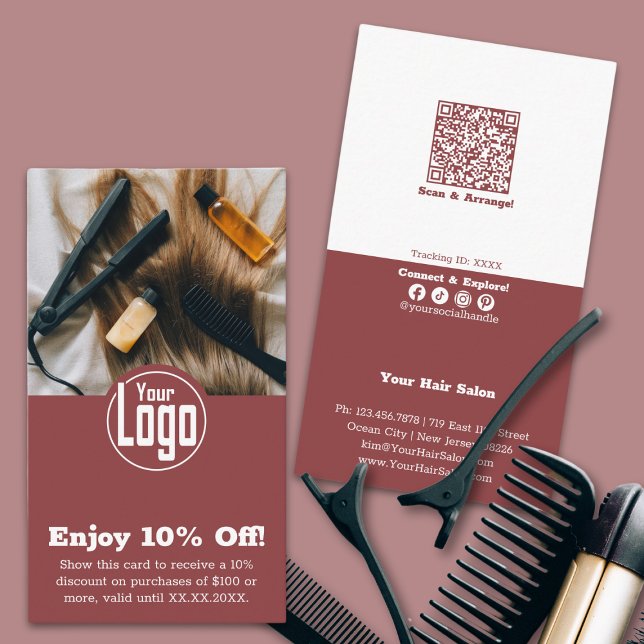 Tarjeta De Descuentos Moderna Hairdresser De Imagen Disfruta De Un 10% D (Modern Image Hairdresser Enjoy 10% Off! Discount Card)