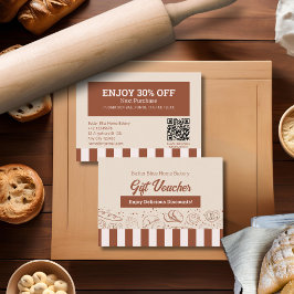 Tarjeta De Descuentos Moderna tienda de panadería beige marrón