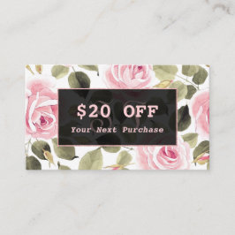 Tarjeta De Descuentos Moderno acuarela Floral Rosa Artista de maquillaje