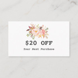 Tarjeta De Descuentos Moderno acuarela Floral Rosa Artista de maquillaje