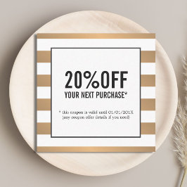 Tarjeta De Descuentos Moderno Faux Gold White Stripes Salón de belleza C