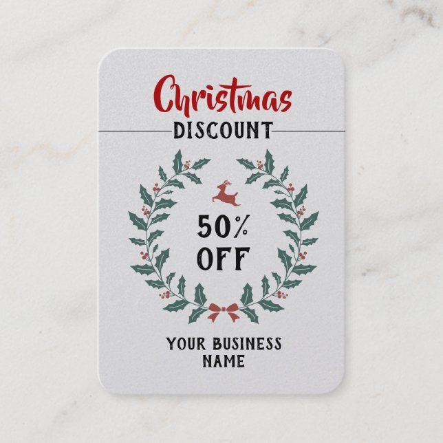 Tarjeta De Descuentos Navidades reno Mistletoe Wreath decorativo (Anverso)