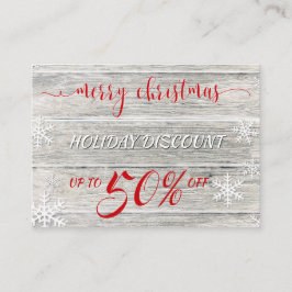 Tarjeta De Descuentos Navidades Rustic Wood Snowflakes