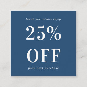Tarjeta De Descuentos Navy Blue Modern Bold Typography Small Business
