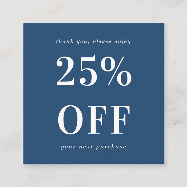 Tarjeta De Descuentos Navy Blue Modern Bold Typography Small Business (Anverso)