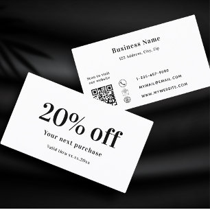 Tarjeta De Descuentos Negocio de código qr negro blanco