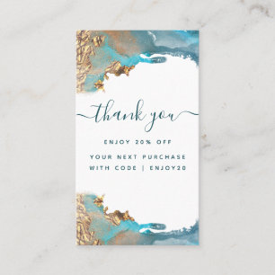 Tarjeta De Descuentos Negocio De Tinta Líquida De Arte Moderno Azul Y Or