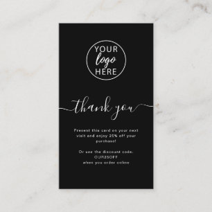Tarjeta De Descuentos Negocio Personalizado de Agradecimiento Negro