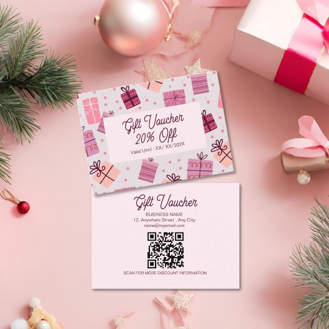 Tarjeta De Descuentos Negocios de Navidades festivos rosados modernos (Subido por el creador)