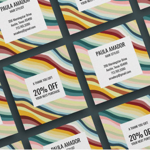 Tarjeta De Descuentos Ondas de curvas coloreadas de moda hechas a mano