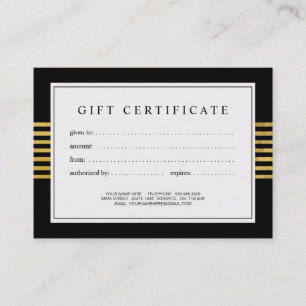 Tarjeta De Descuentos Oro elegante y moderno y vale negro