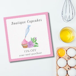 Tarjeta De Descuentos Panadería de Cupcakes con Glaseado de Acuarela, Ca