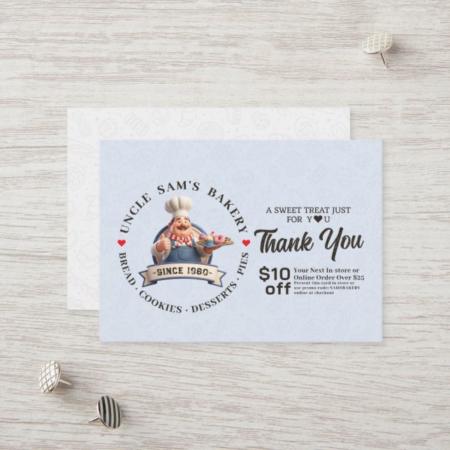 Tarjeta De Descuentos Panadería Pastelero Repostero Gracias Código Promo (Anverso/Reverso In Situ)