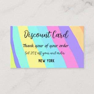 TARJETA DE DESCUENTOS PASTEL RETRO VINTAGE ONDULADO SCRIPT ABSTRACTO BOH