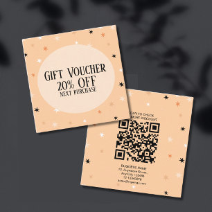 Tarjeta De Descuentos Patrón de estrella negra simple Naranja pastel sim