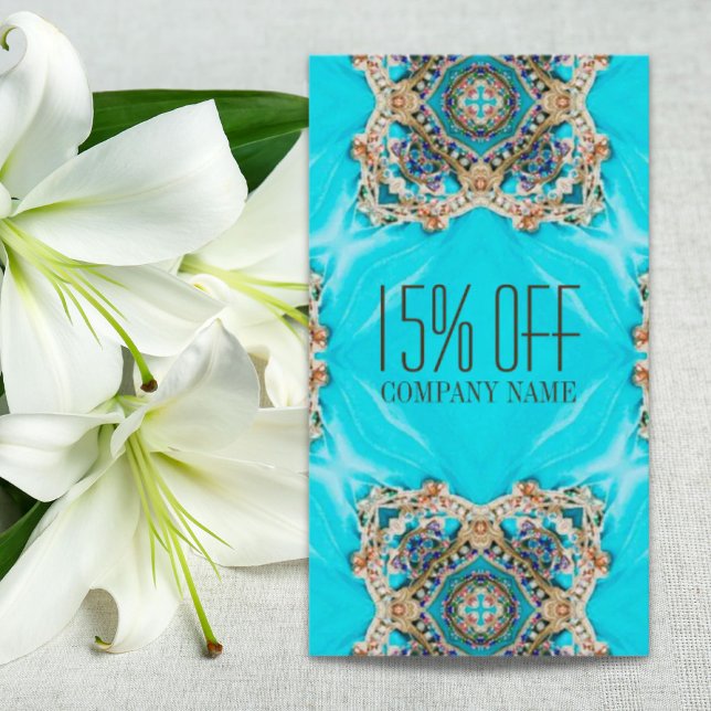 Tarjeta De Descuentos patrón de henna bohemiana turquesa instructor de y (turquoise bohemian henna Pattern Yoga Instructor Discount Card)