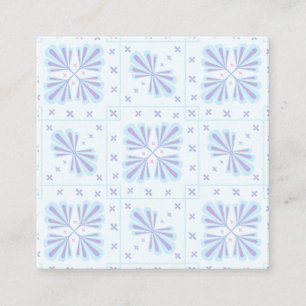 Tarjeta De Descuentos Patrón de repetición floral geométrico azul pastel