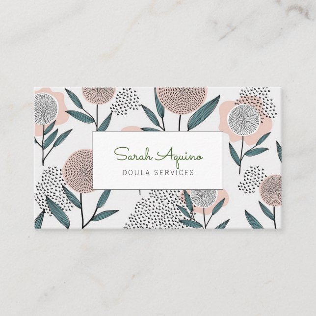 Tarjeta De Descuentos Patrón floral dibujado a mano de dula suave (Anverso)