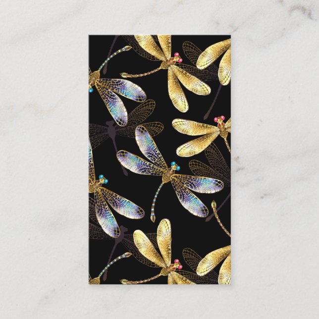 Tarjeta De Descuentos Patrón sin foco con Dragonflies dorados (Anverso)