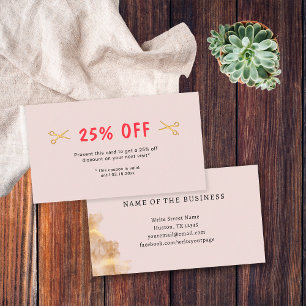 Tarjeta De Descuentos Peluquería Tijeras de Oro Peluquero Salón