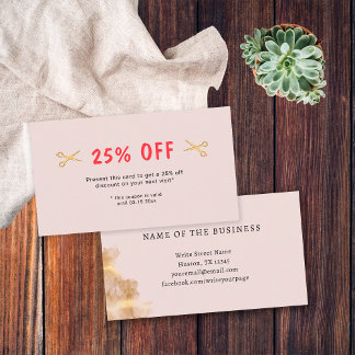 Tarjeta De Descuentos Peluquería Tijeras de Oro Peluquero Salón
