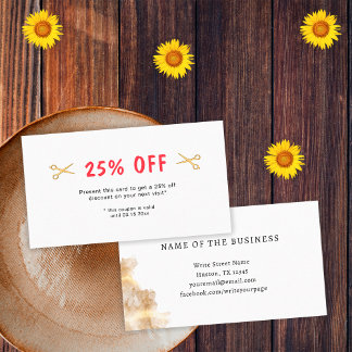 Tarjeta De Descuentos Peluquero Estilista Salón Tijeras de Oro