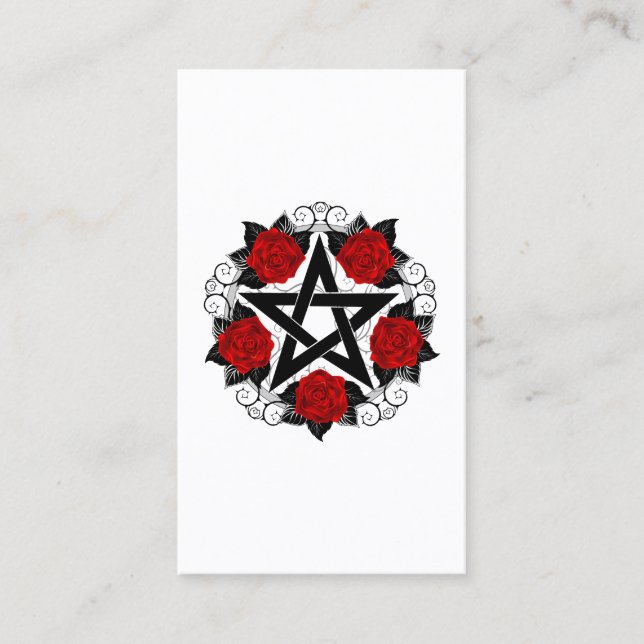 Tarjeta De Descuentos Pentagram con rosas rojas (Anverso)