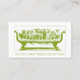 Tarjeta De Descuentos Perro Walker Sitter Perro En Una Fila