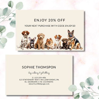Tarjeta De Descuentos Perro y mascotas paseo de perros