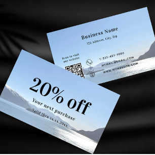 Tarjeta De Descuentos Personalizado de código Qr blanco negro