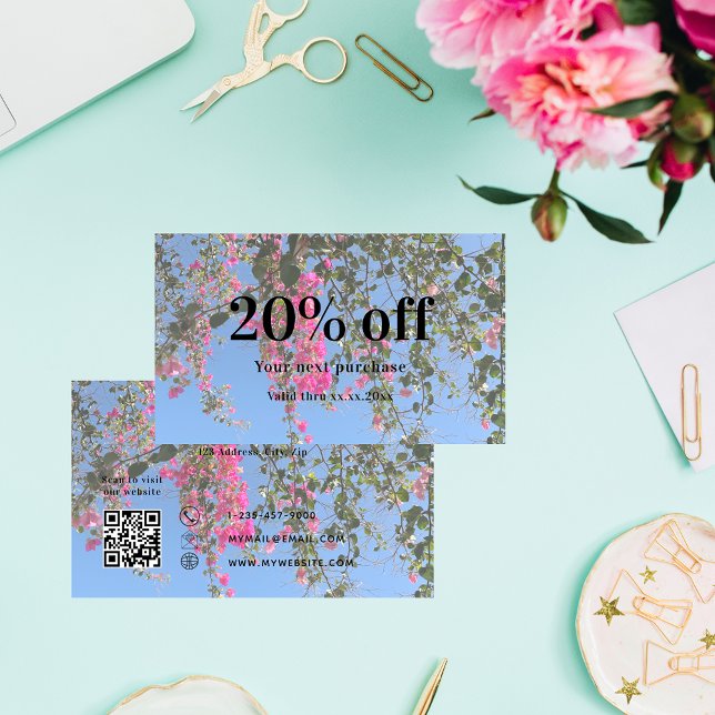 Tarjeta De Descuentos Personalizado floral foto código qr (Subido por el creador)