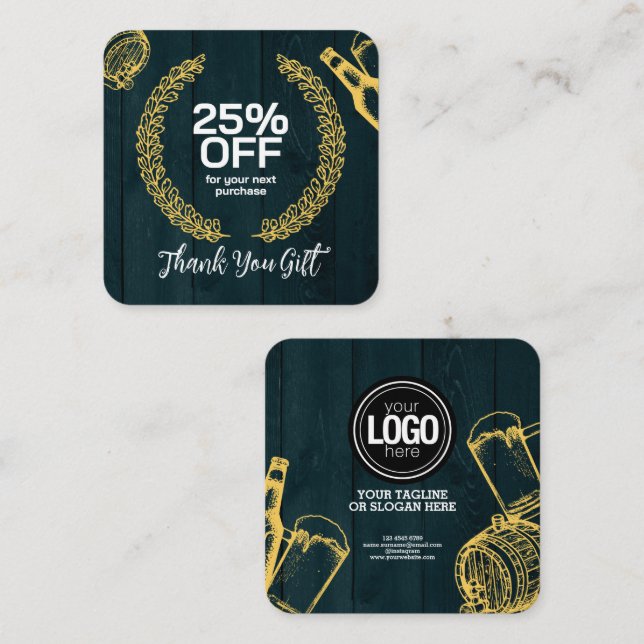 Tarjeta De Descuentos Personalizar el tema de la Cervecería Verde Oscura (Anverso / Reverso)