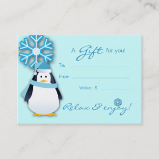 Tarjeta De Descuentos Pingüino del copo de nieve de Navidad del