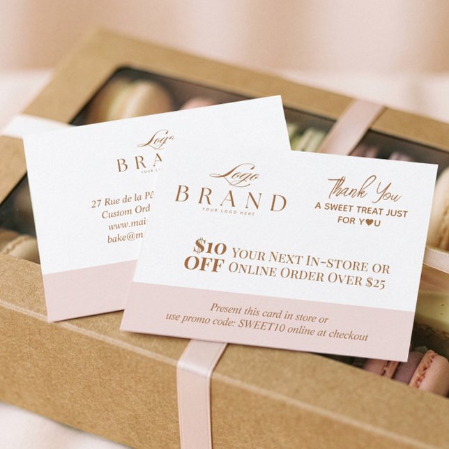 Tarjeta De Descuentos Pink Baker Thank You Promo Code Pastry Bakery Logo (Pink Baker Thank You Promo Code Pastry Bakery Logo Discount Card)