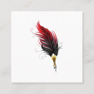Tarjeta De Descuentos Pluma de plumas rojas con nido de oro