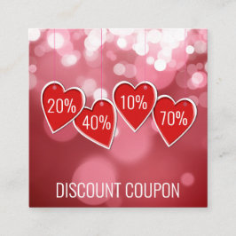 Tarjeta De Descuentos Promociones de los corazones rojos El día de San V