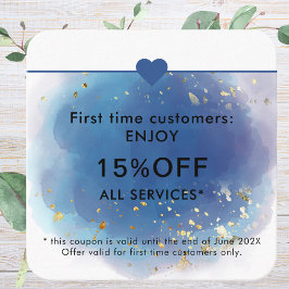 Tarjeta De Descuentos Purpurina de Glam moderno con escritura de firma h