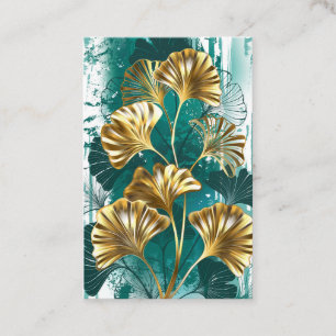 Tarjeta De Descuentos Rama con hojas doradas Ginko Biloba