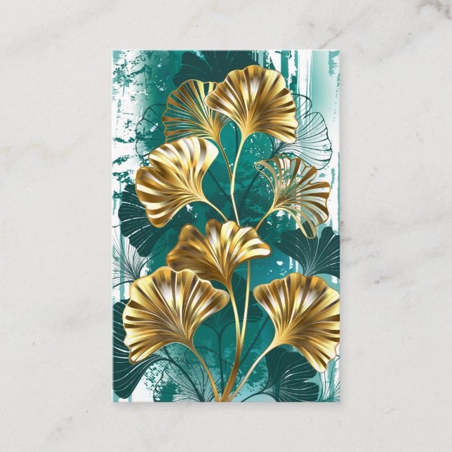 Tarjeta De Descuentos Rama con hojas doradas Ginko Biloba (Anverso)