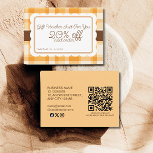 Tarjeta De Descuentos Regalo con patrón de cuadros clásico de otoño eleg
