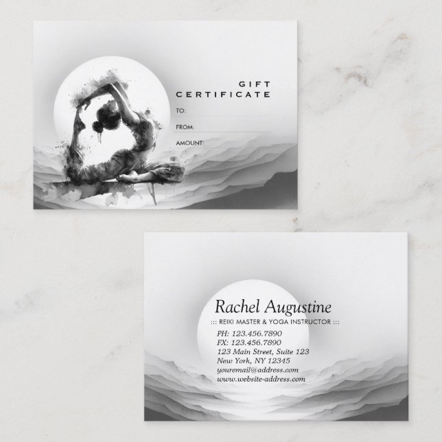 Tarjeta De Descuentos Reiki de yoga de una pierna de paloma de pichón de (Anverso / Reverso)