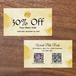 Tarjeta De Descuentos Restaurante de color amarillo Qr Code y