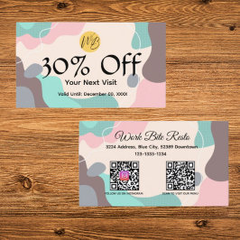 Tarjeta De Descuentos Restaurante moderno de estilo pastel Wave y menú d