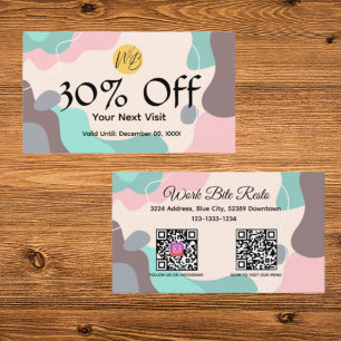 Tarjeta De Descuentos Restaurante moderno de estilo pastel Wave y menú d